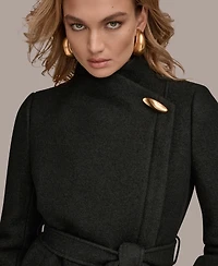 Donna Karan New York Women's Wing Collar Belted Coat