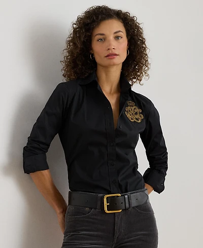 Lauren Ralph Women's Logo Detail Point Collar Shirt