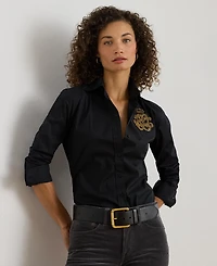 Lauren Ralph Women's Logo Detail Point Collar Shirt