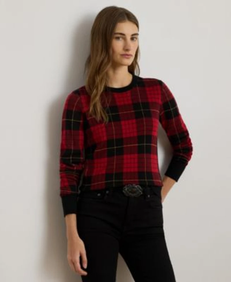 Lauren Ralph Lauren Womens Plaid Cotton Blend Sweater P Xs Xxl