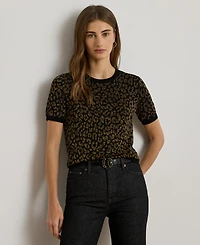 Lauren Ralph Women's Ocelot Short Sleeve Sweater
