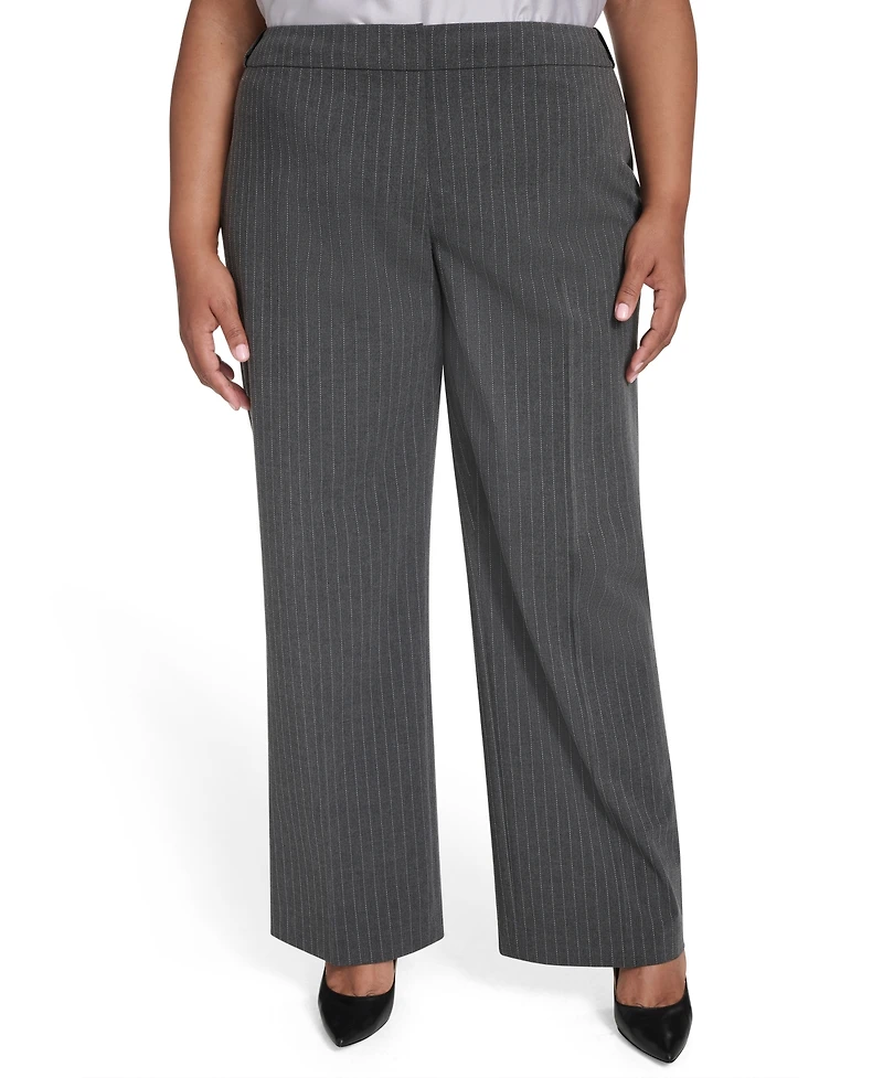 Calvin Klein Plus Pinstriped Mid Rise Pants