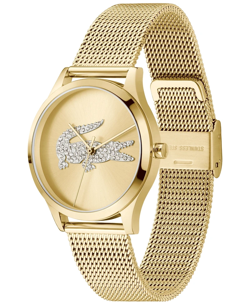 Lacoste Women's Crocodelle Gold Tone Stainless Steel Mesh Bracelet Watch, 36mm