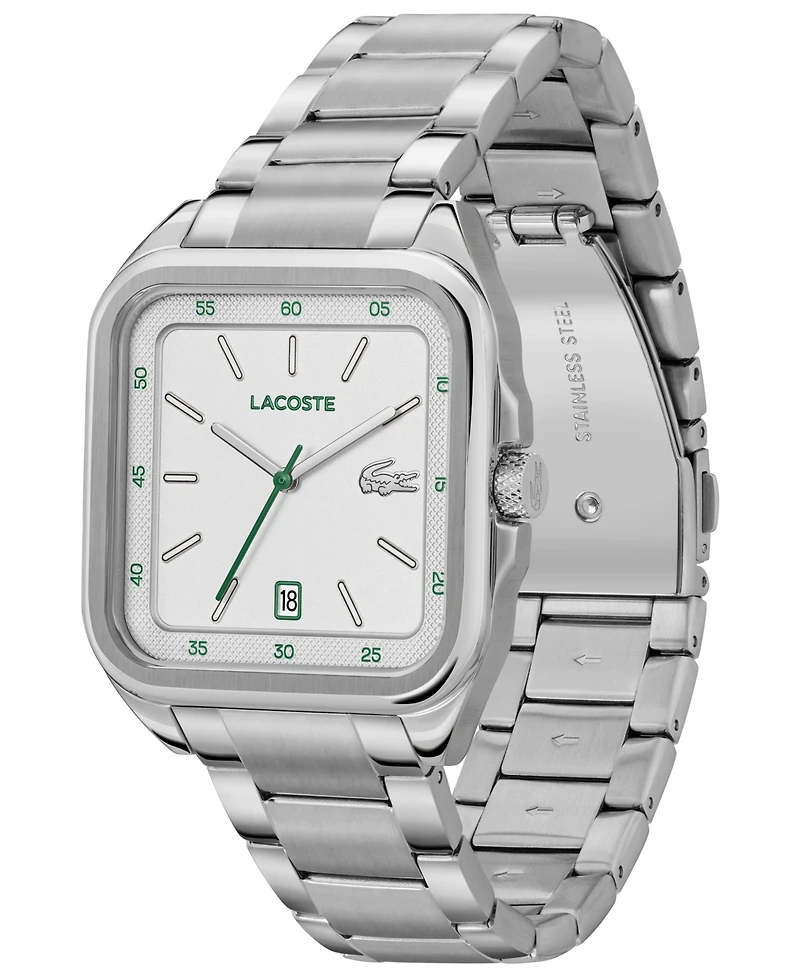 Lacoste Men's Silver Tone Stainless Steel Bracelet Watch, 39mm