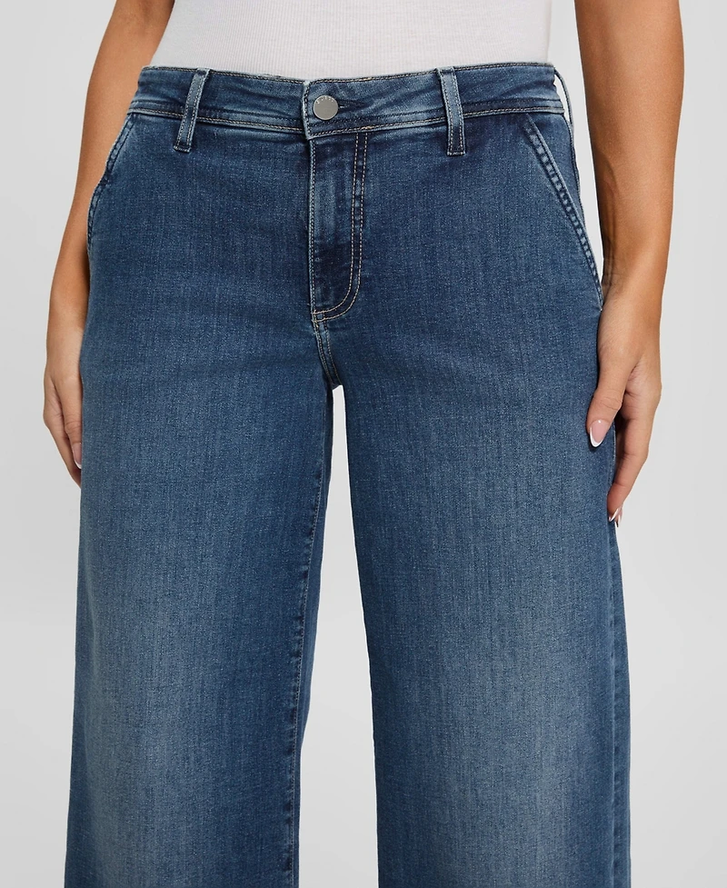 Guess Women's Zoya Wide-Leg Faded High-Rise Jeans