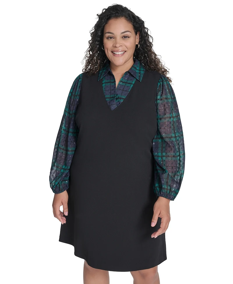 Tommy Hilfiger Plus Long Sleeve A-line Dress