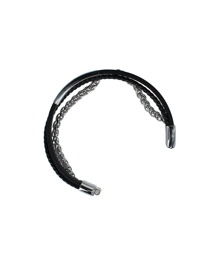 Trafalgar Zaid Metal and Leather Triple Strand Secure Clasp Bracelet