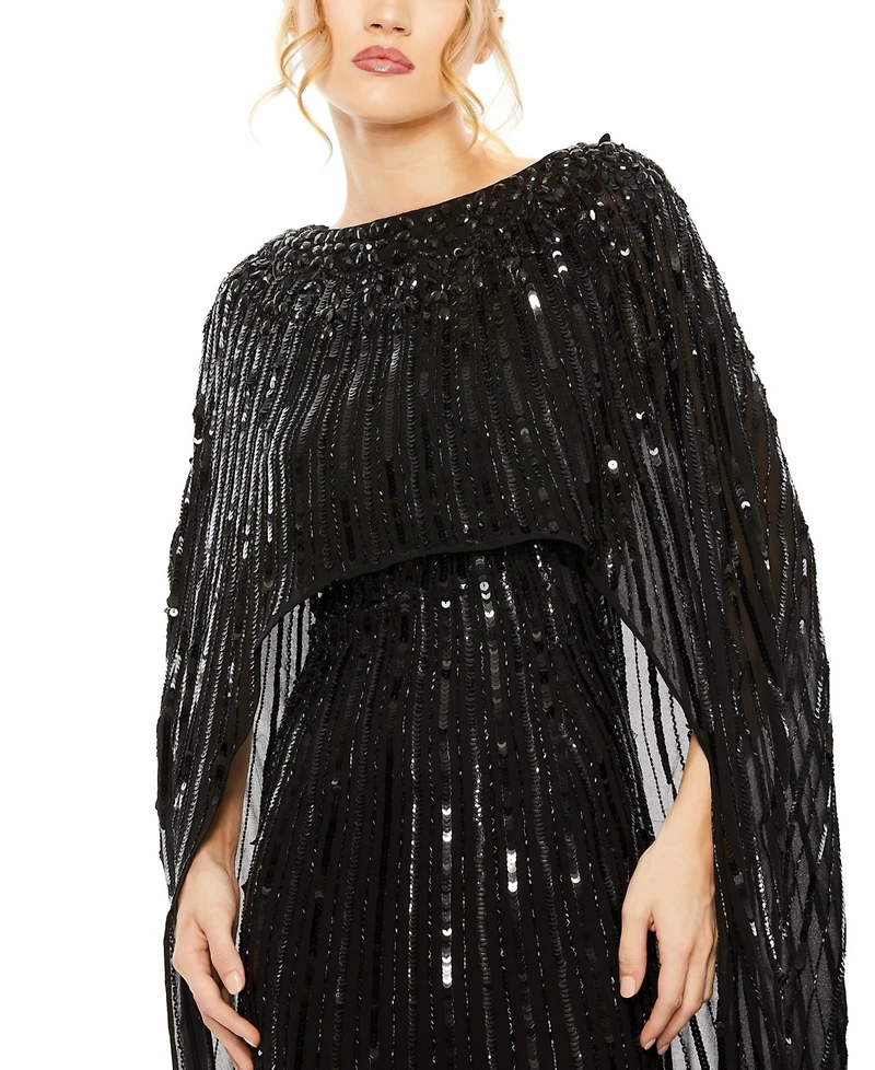 Mac Duggal Women's Embellished Column Cape Gown