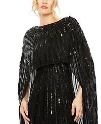 Mac Duggal Women's Embellished Column Cape Gown
