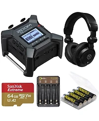 Zoom F3 2-Channel/2-Track Field Recorder, Bundle with 64GB Memory Card, TAPH100 Headphones, 4x Aa NiMH Batteries, Gx-ch-AA4 4-Bay Charger