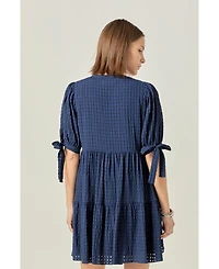 English Factory Women's Gingham Tiered Mini Dress