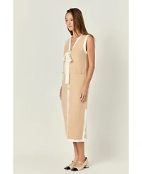 English Factory Women's Knit Midi Dress With Ribbon Tie
