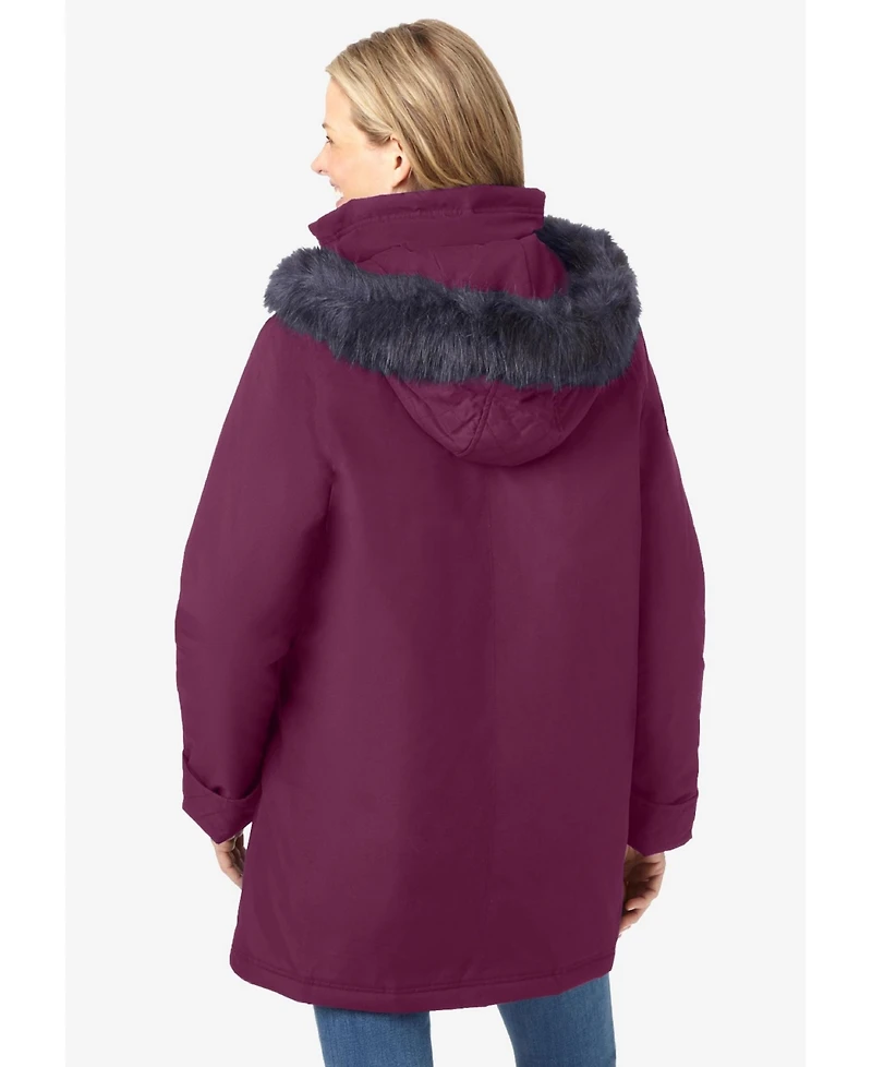 Woman Within Plus Faux Fur Down Parka Coat