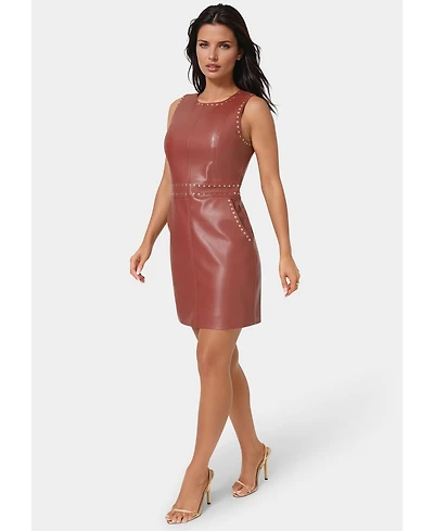 Bebe Women's Faux Leather Stud Seam Dress
