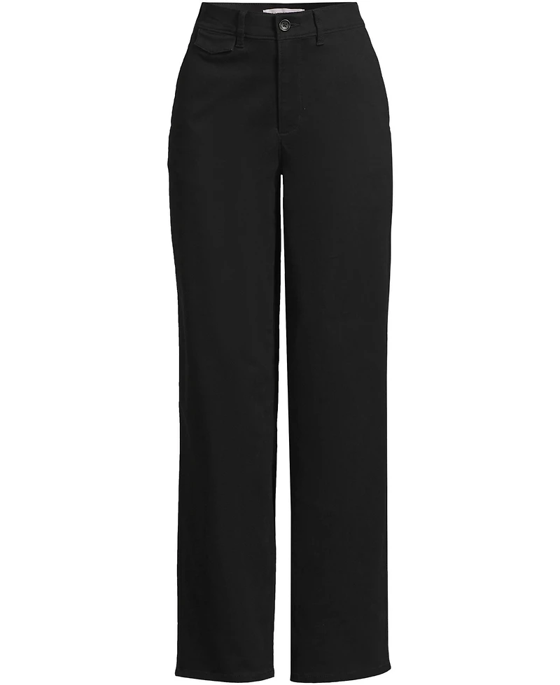 Lands' End Women's Petite Chino High Rise Rail Straight Leg Pants