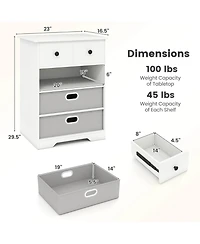 Costway 4-Drawer Dresser Modern Chest Storage Organizer with Open Shelves Anti-Tip Kits