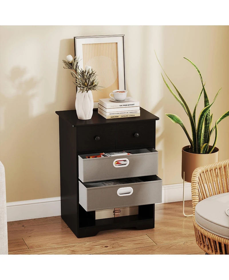 Costway 4-Drawer Dresser Modern Chest Storage Organizer with Open Shelves Anti-Tip Kits