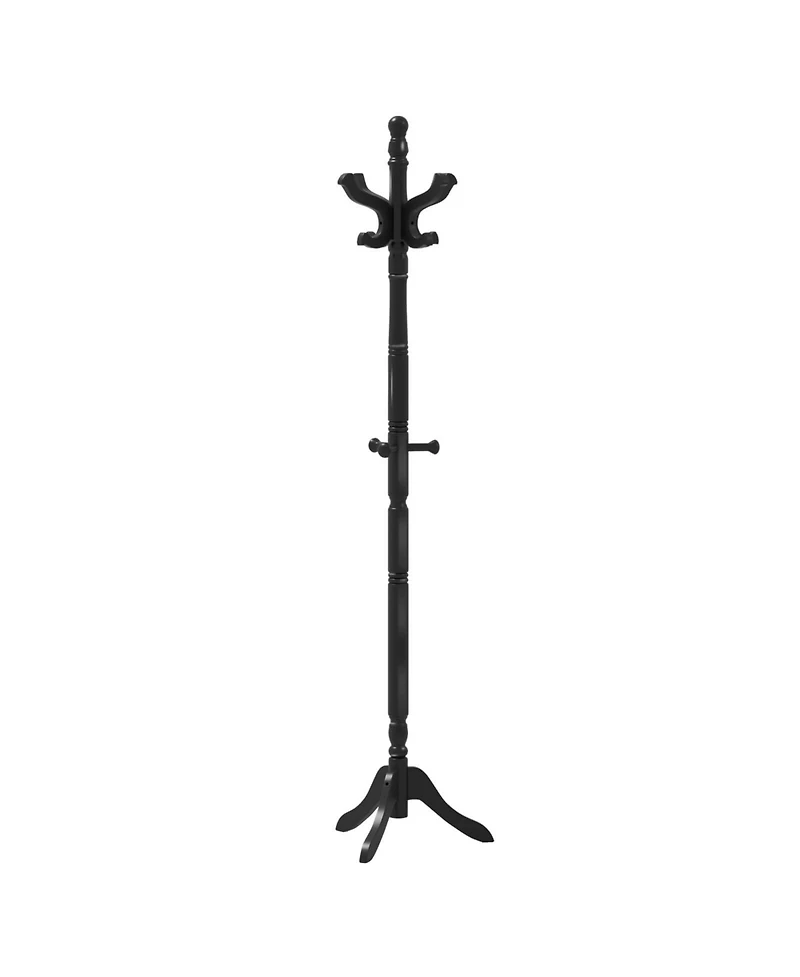 Solid Rubber Wood Coat Rack with 3 Adjustable Heights and 11 Hooks for Hallway