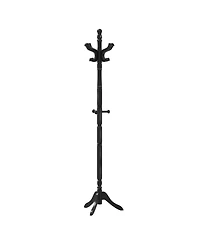 Solid Rubber Wood Coat Rack with 3 Adjustable Heights and 11 Hooks for Hallway