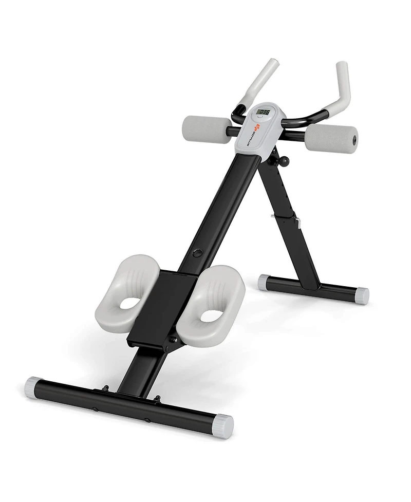 Adjustable Abdominal Trainer with Elbow Support Knee Protection and Lcd Monitor