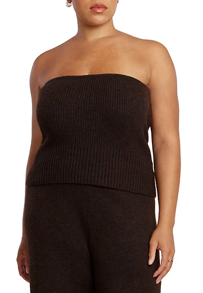Eloquii Women's Plus Sweater Ribbed Tube Top
