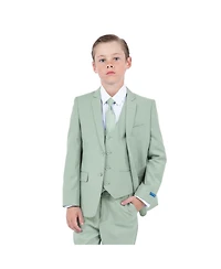 Perry Ellis Little Boys 5 Piece Sage Pastel Suit,Vest,Pants,Shirt and Tie Set