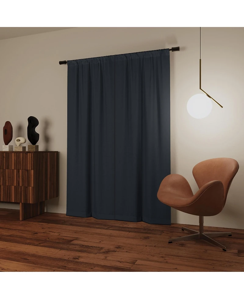 Sun Zero Parsons Herringbone Magnetic Closure 100% Blackout Rod Pocket Curtain Panel Pair