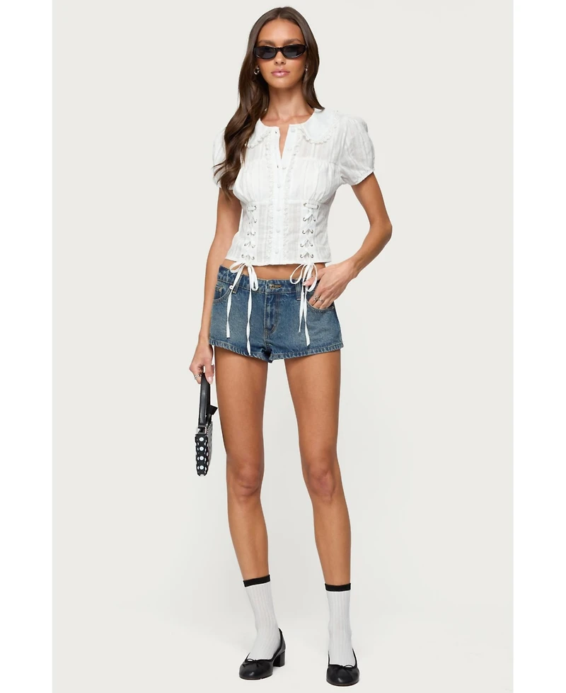 Edikted Women's Valera Cotton Tailored Button Up Shirt