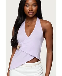 Edikted Womens Arian Starfish Asymmetric Halter Top