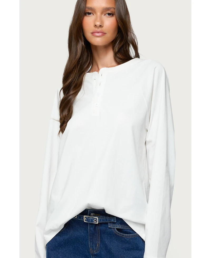 Edikted Women's Cyrus Henley Oversized Top