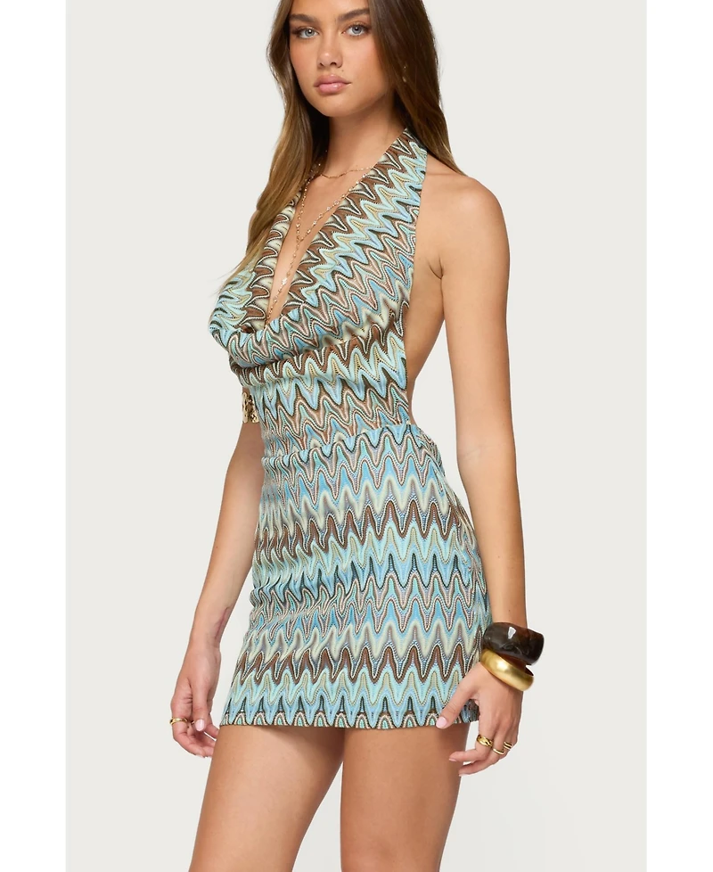 Edikted Women's Ziggy Striped Backless Knit Mini Dress