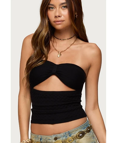 Edikted Women's Textured Knit Strapless Cutout Top