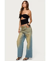 Edikted Women's Textured Knit Strapless Cutout Top