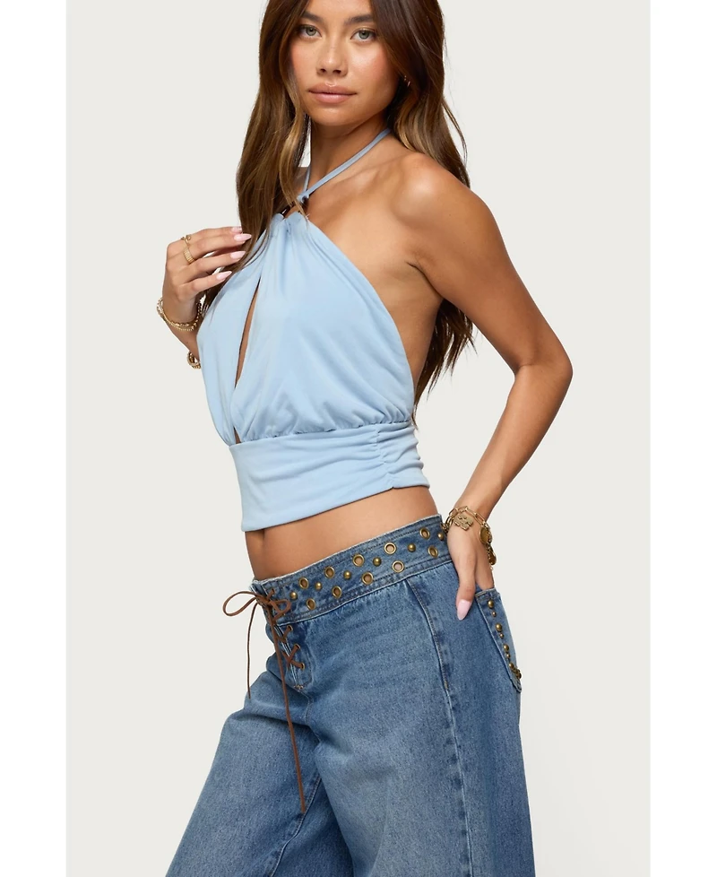 Edikted Women's Khalia Backless Cut Out Halter Top