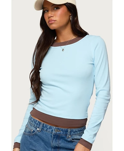 Edikted Women's Contrast Layered Look Long Sleeve T Shirt
