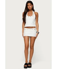 Edikted Women's Havana Grommet Ribbed Halter Top