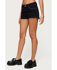Edikted Women's Ashten Studded Denim Shorts