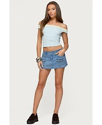 Edikted Women's Lury Denim Mini Skort