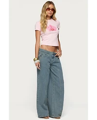 Edikted Women's Stitch & Pleat Low Rise Jeans