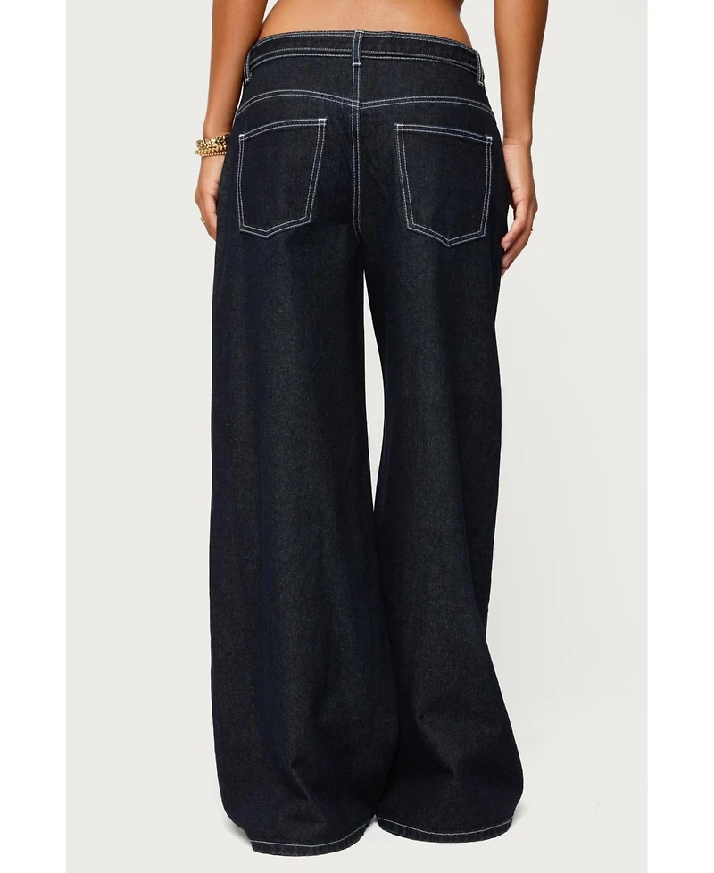 Edikted Women's Karah Belt Low Rise Jeans