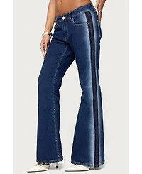 Edikted Women's Airbrushed Low Rise Flared Jeans