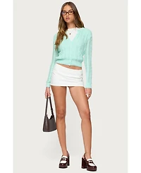 Edikted Womens Haisley Cable Knit Cardigan