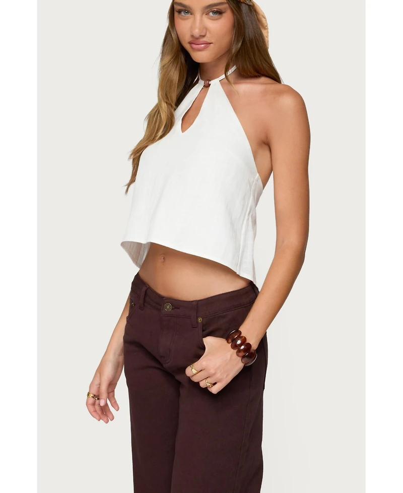 Edikted Women's Oliviana Linen Look Halter Top