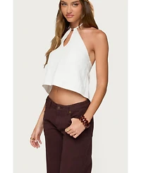 Edikted Women's Oliviana Linen Look Halter Top