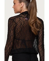 Edikted Women's Lera Lacey Sheer Mesh Top