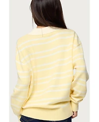 Edikted Womens Rilynn Striped Polo Sweater