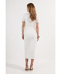 Karen Millen Belted Ponte Midi Dress