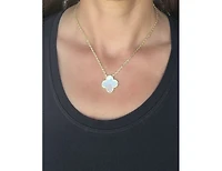 Mother of Pearl Flower Solitaire Pendant with Cz Surround