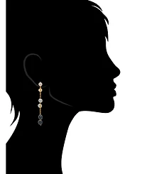 Pearl Linear Drop Statement Earrings in Mixed Gray Hues