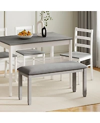 Gymax Set Of 2 Upholstered Bedroom Bench w/Padded Seat & Solid Wood Legs for Dining Room